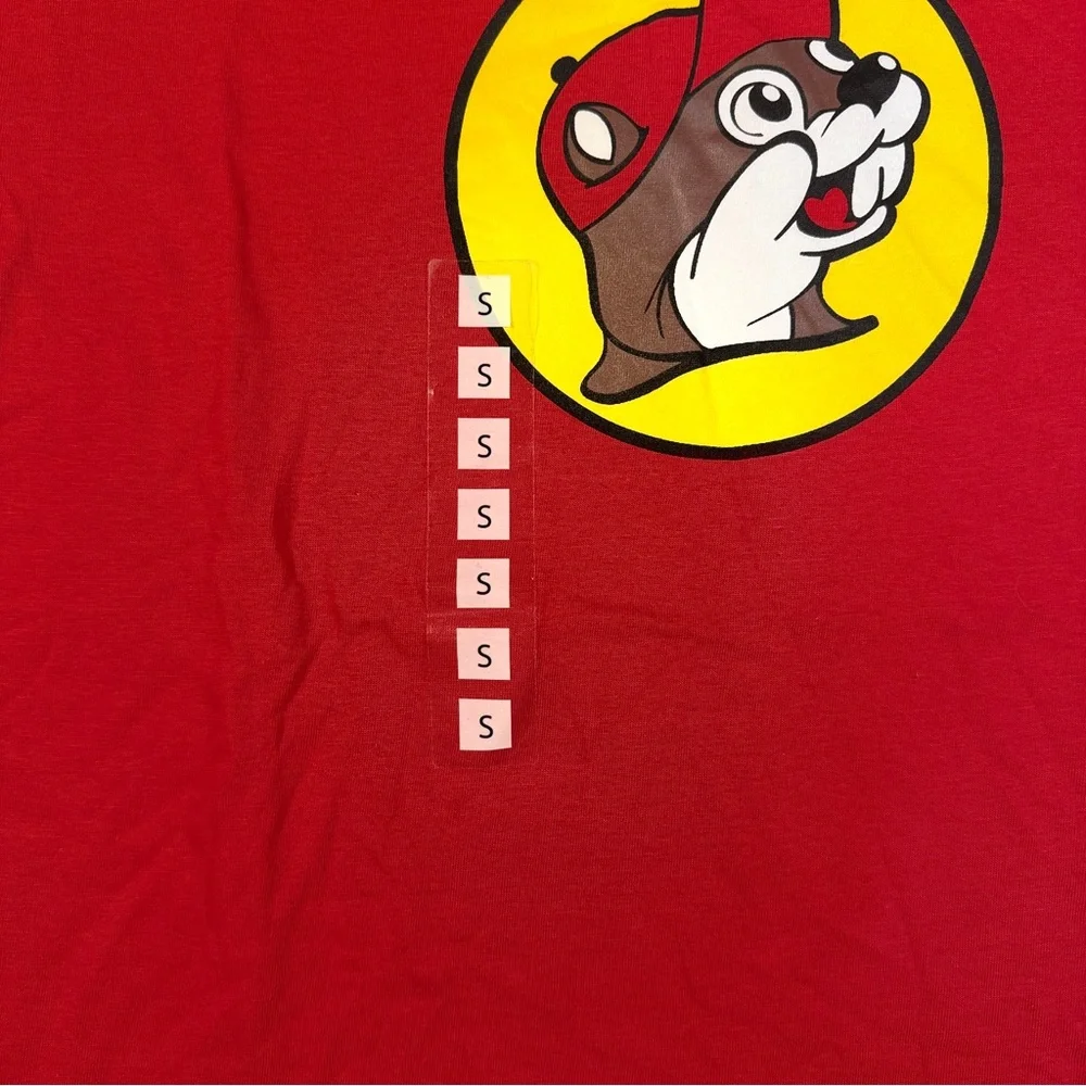 Bucees Shirt Unisex Small Red Yellow Beaver Logo Short‎ Sleeve Casual NWT - Picture 5 of 6